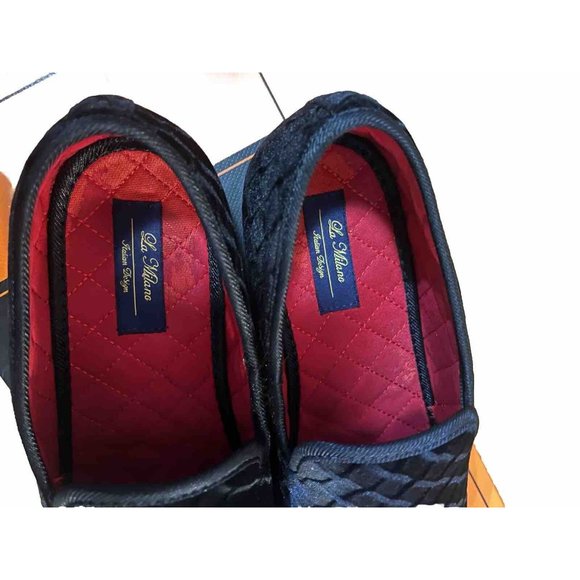 La Milano Men’s Shoes Size 9 Slip Ons Loafers Red Bottoms Black Color Suede main image 4